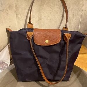 Purple Longchamp Le Pliage Large Shoulder Tote Bag
